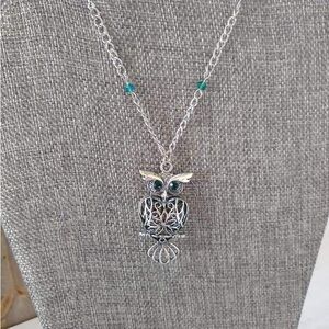 Silver Owl Pendant Necklace